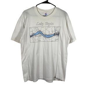 Vintage 90s Lake Pepin Mississippi River Map T Shirt